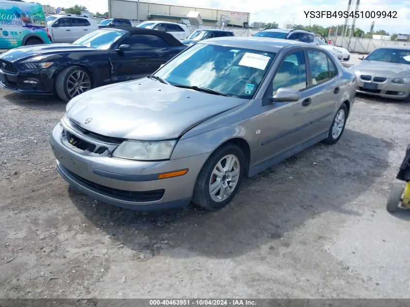 2005 Saab 9-3 Linear VIN: YS3FB49S451009942 Lot: 40463951