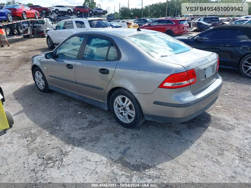 2005 Saab 9-3 Linear VIN: YS3FB49S451009942 Lot: 40463951