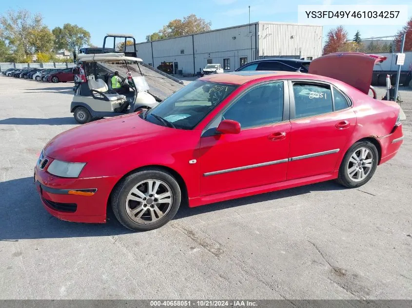 2006 Saab 9-3 2.0T VIN: YS3FD49Y461034257 Lot: 40658051