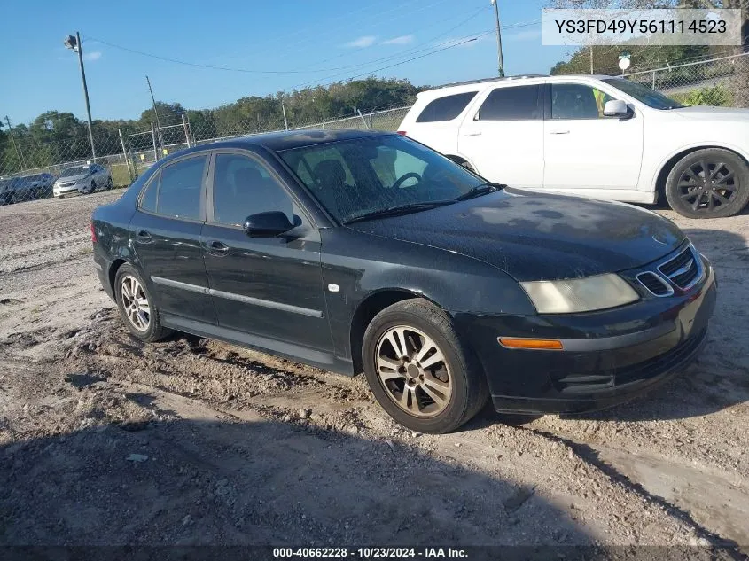 2006 Saab 9-3 2.0T VIN: YS3FD49Y561114523 Lot: 40662228