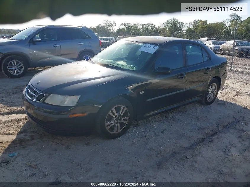 2006 Saab 9-3 2.0T VIN: YS3FD49Y561114523 Lot: 40662228