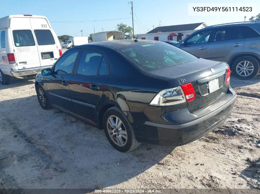 2006 Saab 9-3 2.0T VIN: YS3FD49Y561114523 Lot: 40662228