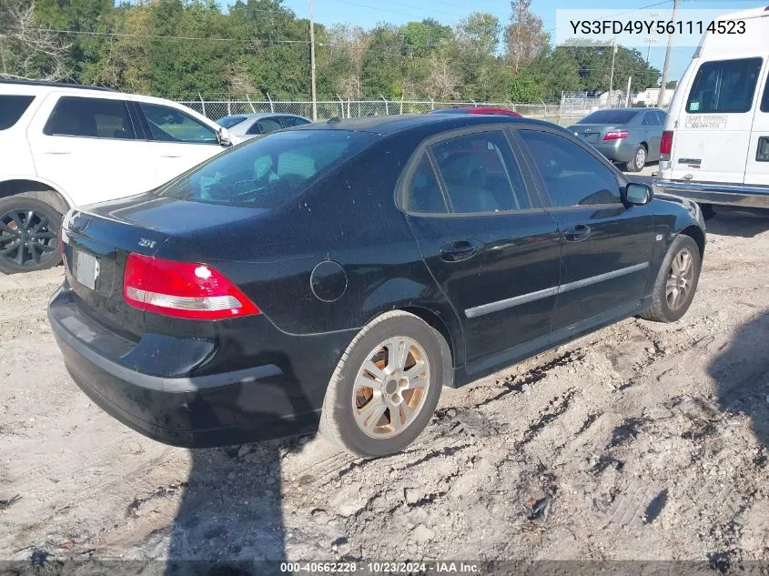 2006 Saab 9-3 2.0T VIN: YS3FD49Y561114523 Lot: 40662228