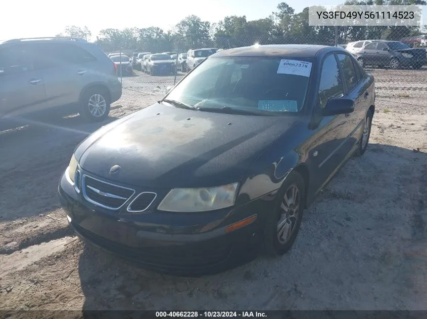 2006 Saab 9-3 2.0T VIN: YS3FD49Y561114523 Lot: 40662228