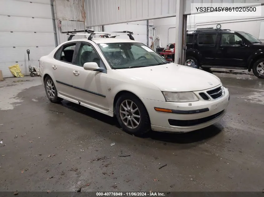 2006 Saab 9-3 2.0T VIN: YS3FD45Y861020500 Lot: 40776949