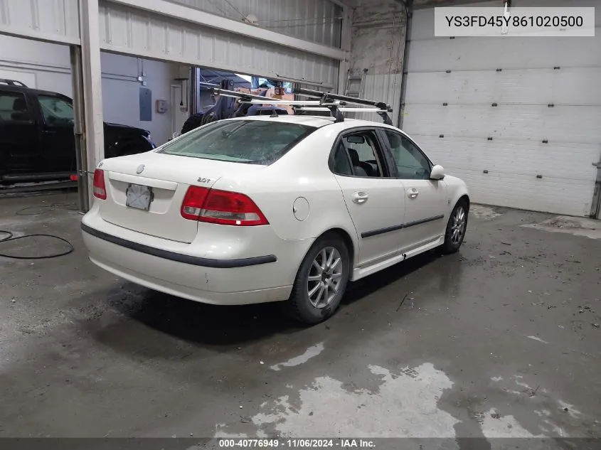 2006 Saab 9-3 2.0T VIN: YS3FD45Y861020500 Lot: 40776949