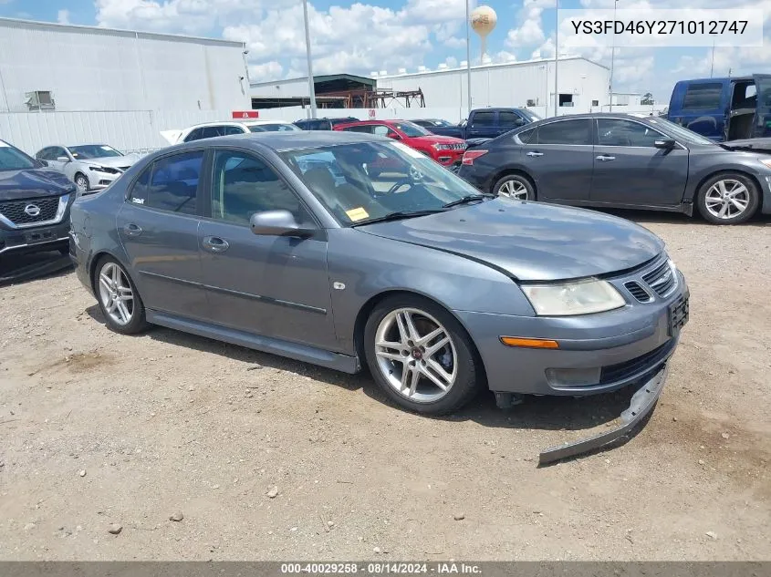 2007 Saab 9-3 2.0T VIN: YS3FD46Y271012747 Lot: 40029258