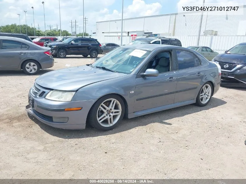 2007 Saab 9-3 2.0T VIN: YS3FD46Y271012747 Lot: 40029258