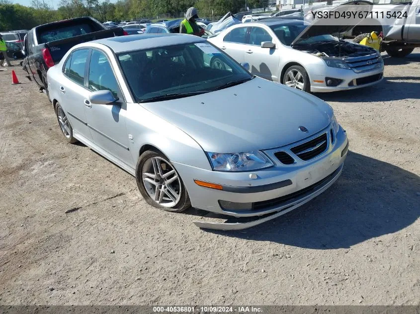 2007 Saab 9-3 2.0T VIN: YS3FD49Y671115424 Lot: 40536801