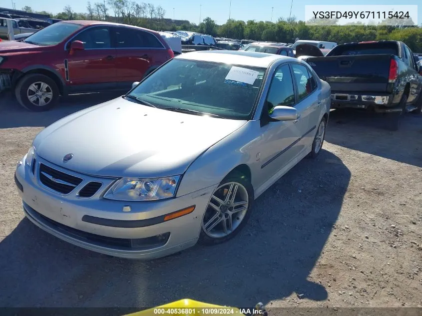 2007 Saab 9-3 2.0T VIN: YS3FD49Y671115424 Lot: 40536801