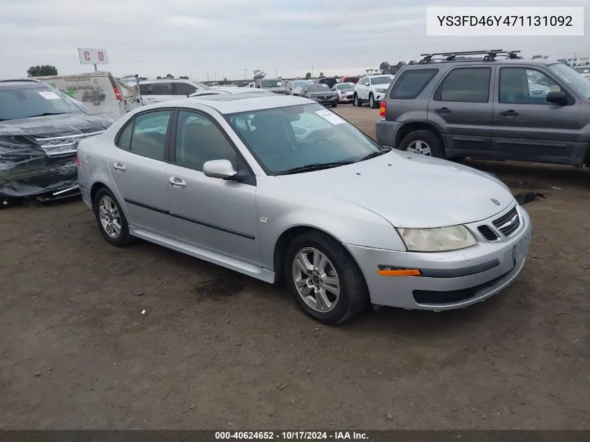 2007 Saab 9-3 2.0T VIN: YS3FD46Y471131092 Lot: 40624652