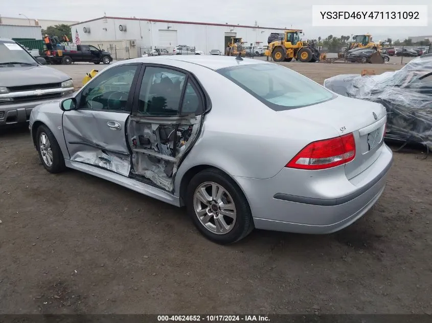 2007 Saab 9-3 2.0T VIN: YS3FD46Y471131092 Lot: 40624652