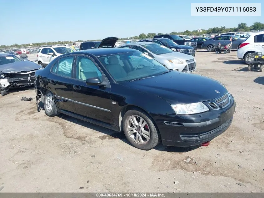 2007 Saab 9-3 2.0T VIN: YS3FD49Y071116083 Lot: 40634769