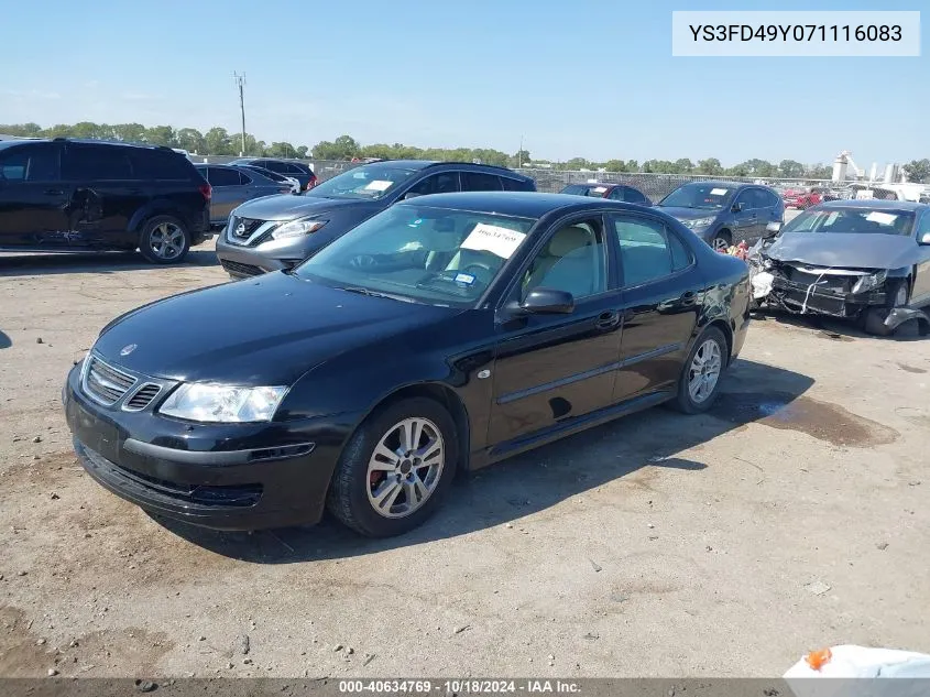 2007 Saab 9-3 2.0T VIN: YS3FD49Y071116083 Lot: 40634769