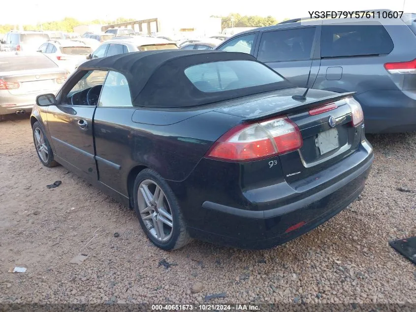 2007 Saab 9-3 2.0T VIN: YS3FD79Y576110607 Lot: 40651673