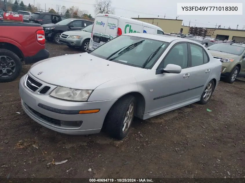 2007 Saab 9-3 2.0T VIN: YS3FD49Y771018300 Lot: 40694719