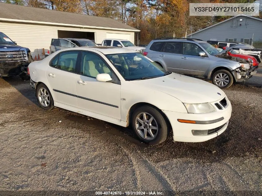 2007 Saab 9-3 2.0T VIN: YS3FD49Y271015465 Lot: 40742670