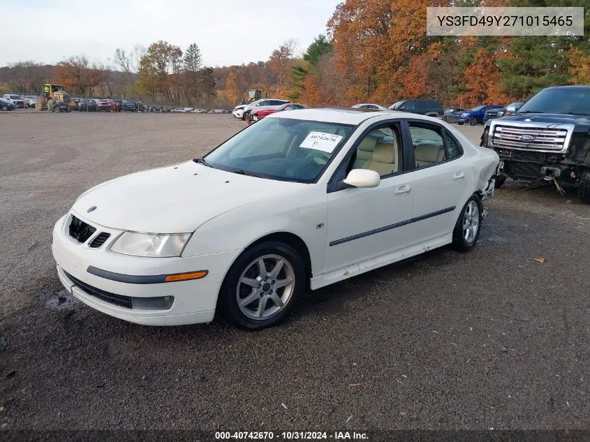 2007 Saab 9-3 2.0T VIN: YS3FD49Y271015465 Lot: 40742670