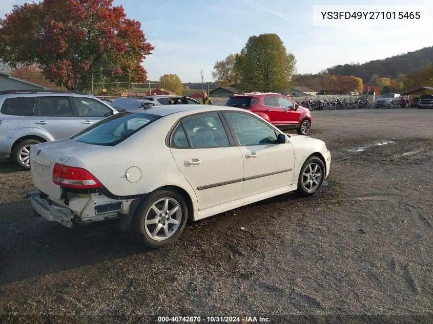 2007 Saab 9-3 2.0T VIN: YS3FD49Y271015465 Lot: 40742670