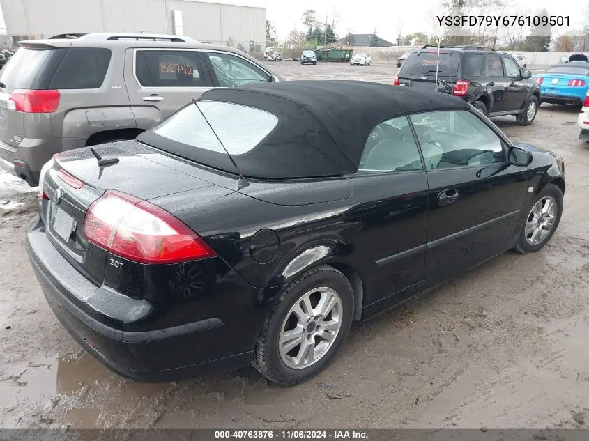 2007 Saab 9-3 2.0T VIN: YS3FD79Y676109501 Lot: 40763876