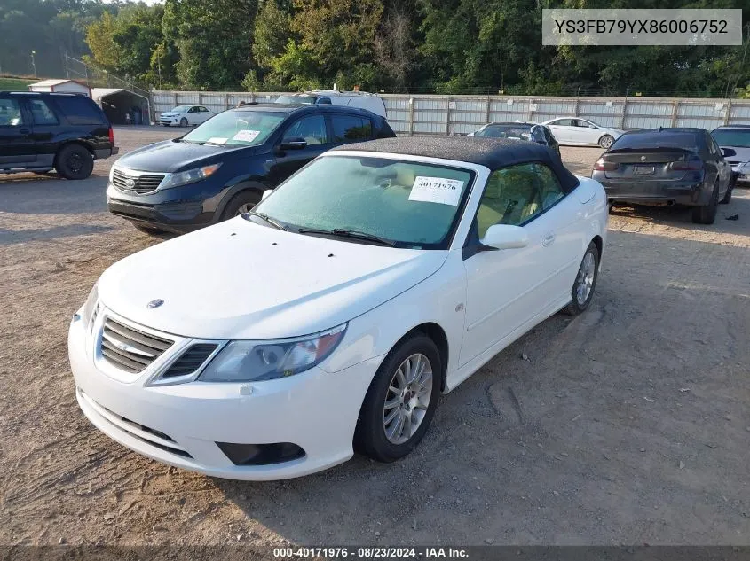 2008 Saab 9-3 2.0T VIN: YS3FB79YX86006752 Lot: 40171976