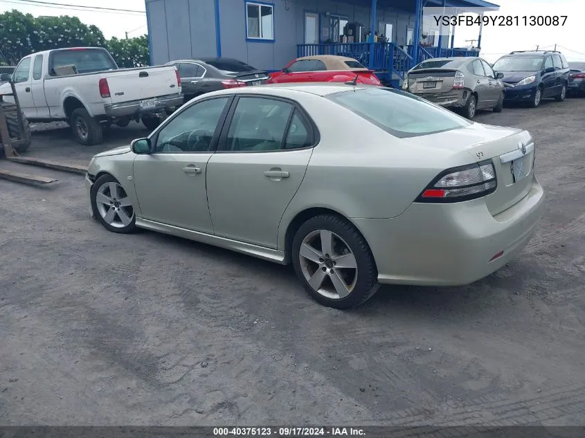 YS3FB49Y281130087 2008 Saab 9-3 2.0T