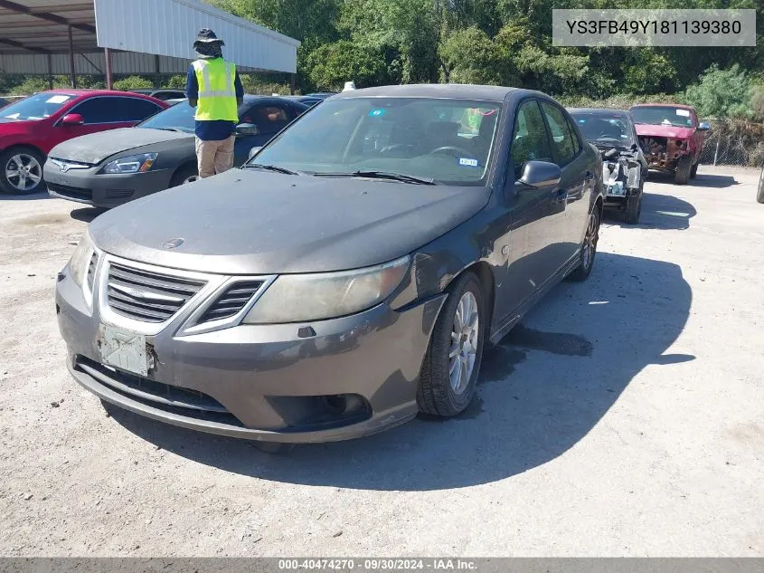 2008 Saab 9-3 2.0T VIN: YS3FB49Y181139380 Lot: 40474270