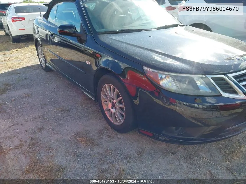 2008 Saab 9-3 2.0T VIN: YS3FB79Y986004670 Lot: 40478153