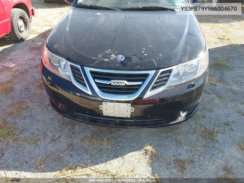 2008 Saab 9-3 2.0T VIN: YS3FB79Y986004670 Lot: 40478153