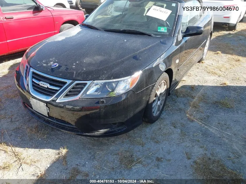 2008 Saab 9-3 2.0T VIN: YS3FB79Y986004670 Lot: 40478153