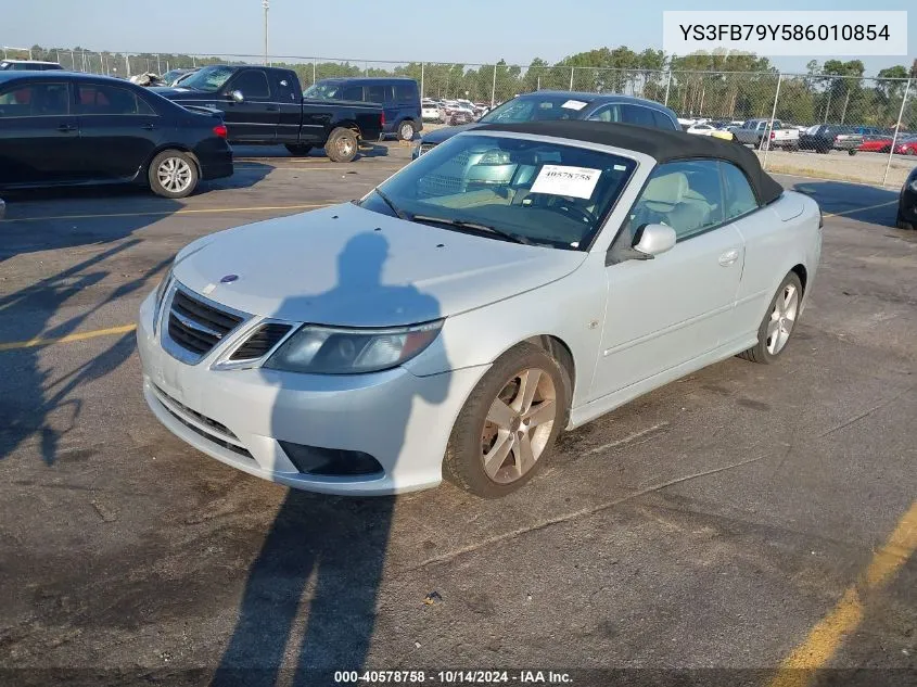 2008 Saab 9-3 2.0T VIN: YS3FB79Y586010854 Lot: 40578758