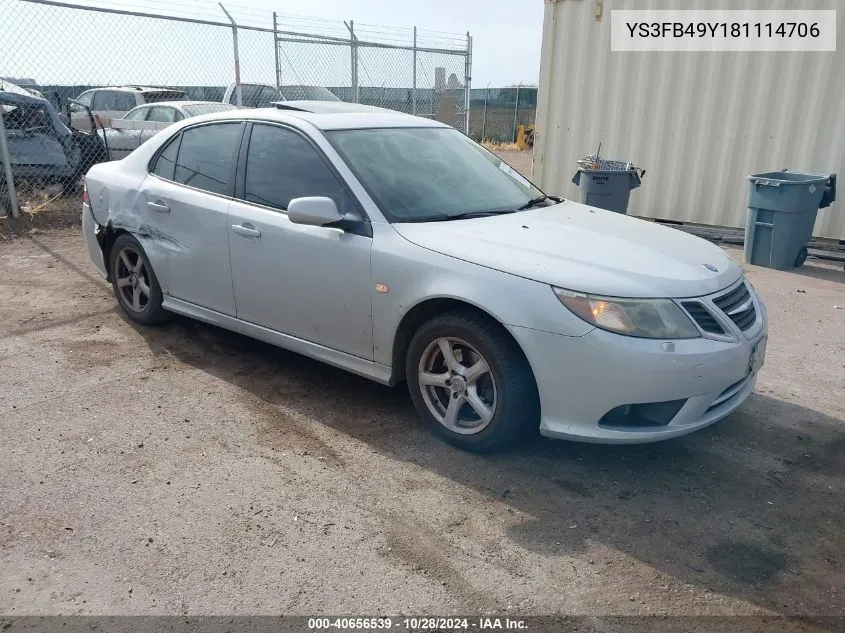 2008 Saab 9-3 2.0T VIN: YS3FB49Y181114706 Lot: 40656539