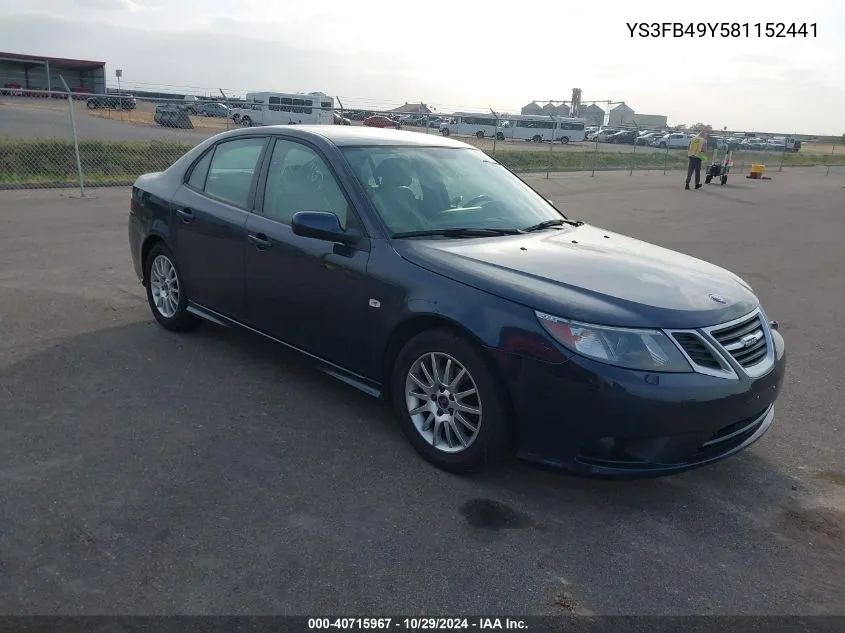 2008 Saab 9-3 2.0T VIN: YS3FB49Y581152441 Lot: 40715967