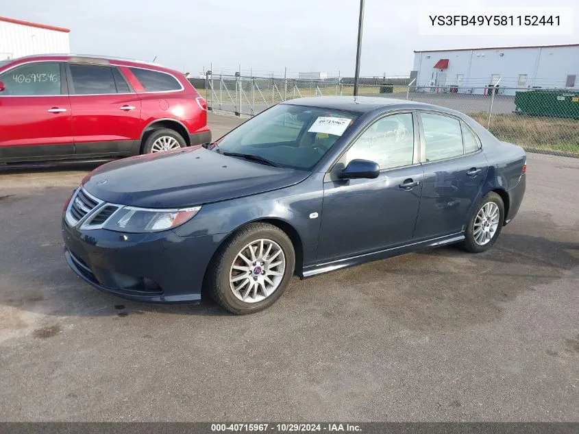 2008 Saab 9-3 2.0T VIN: YS3FB49Y581152441 Lot: 40715967