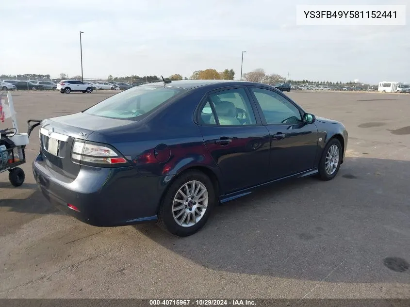 2008 Saab 9-3 2.0T VIN: YS3FB49Y581152441 Lot: 40715967