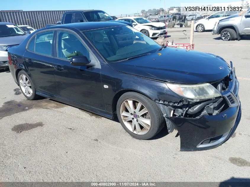 2008 Saab 9-3 Aero VIN: YS3FH41U281113832 Lot: 40802990