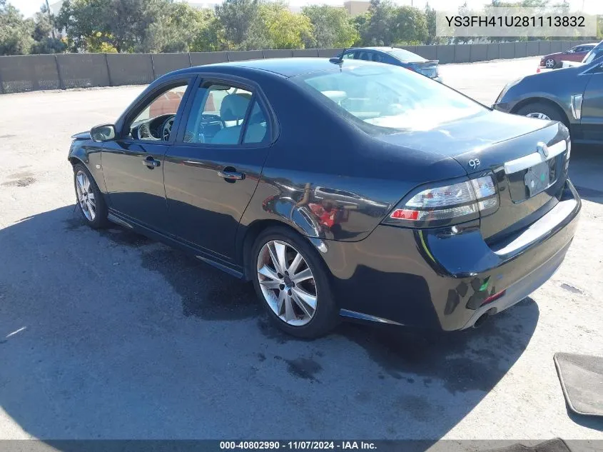 2008 Saab 9-3 Aero VIN: YS3FH41U281113832 Lot: 40802990