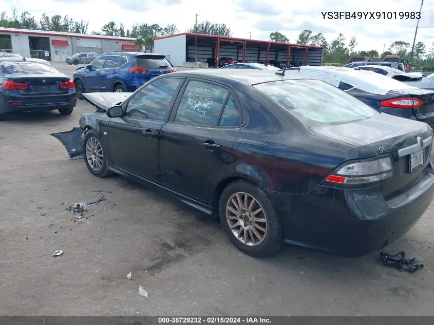 2009 Saab 9-3 2.0T VIN: YS3FB49YX91019983 Lot: 38729232