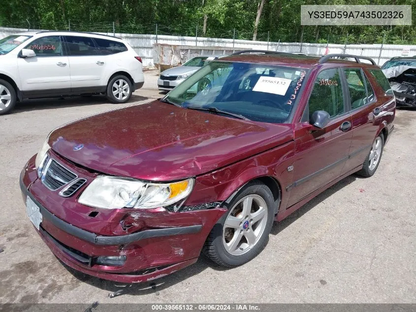 2004 Saab 9-5 Arc VIN: YS3ED59A743502326 Lot: 39565132