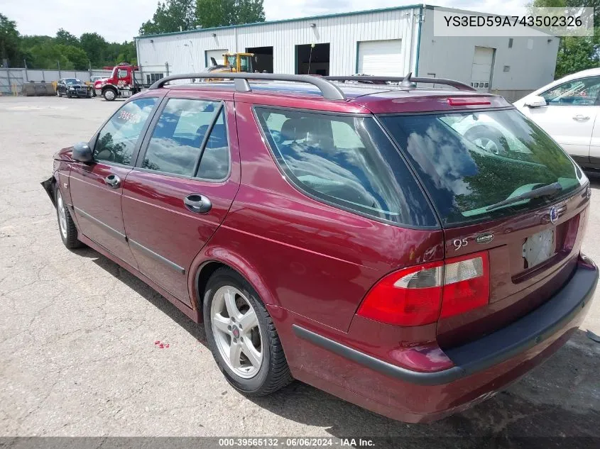 2004 Saab 9-5 Arc VIN: YS3ED59A743502326 Lot: 39565132