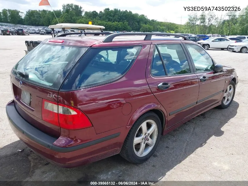 2004 Saab 9-5 Arc VIN: YS3ED59A743502326 Lot: 39565132