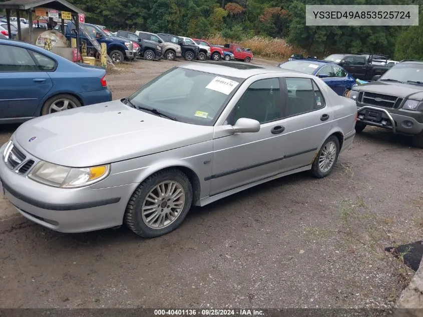 2005 Saab 9-5 Arc VIN: YS3ED49A853525724 Lot: 40401136