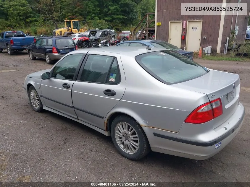 2005 Saab 9-5 Arc VIN: YS3ED49A853525724 Lot: 40401136