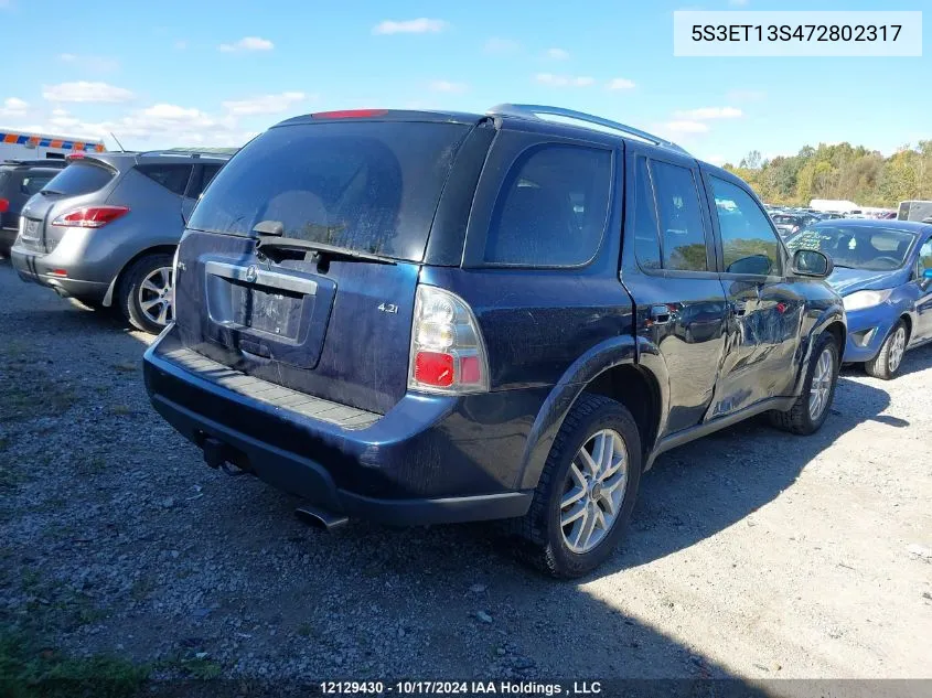 2007 Saab 9-7X VIN: 5S3ET13S472802317 Lot: 12129430