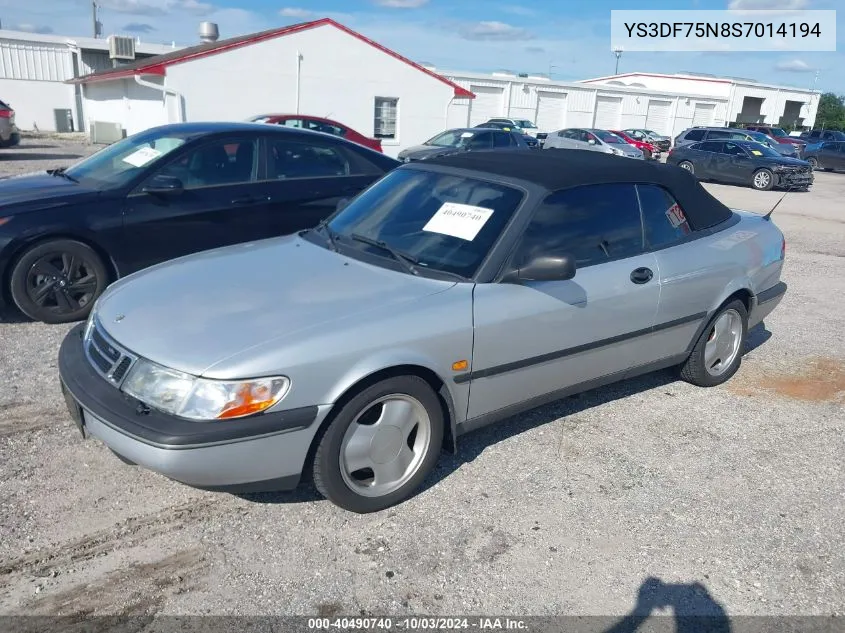 1995 Saab 900 Se Turbo VIN: YS3DF75N8S7014194 Lot: 40490740