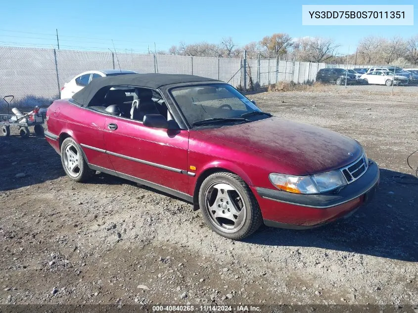 1995 Saab 900 S VIN: YS3DD75B0S7011351 Lot: 40840265