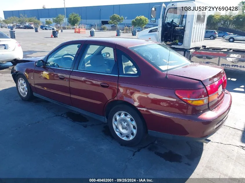 2000 Saturn Ls1 VIN: 1G8JU52F2YY690428 Lot: 40452001