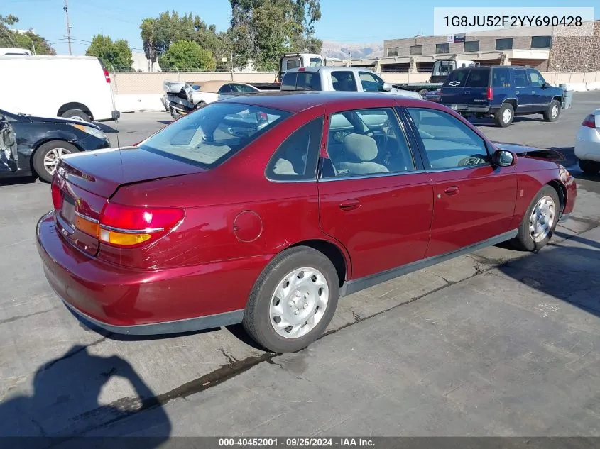 2000 Saturn Ls1 VIN: 1G8JU52F2YY690428 Lot: 40452001