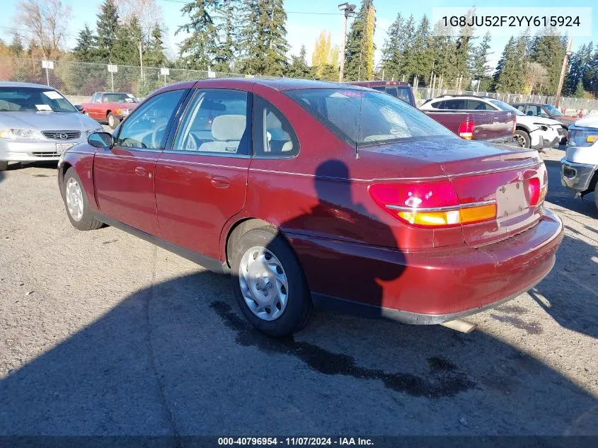 2000 Saturn Ls1 VIN: 1G8JU52F2YY615924 Lot: 40796954