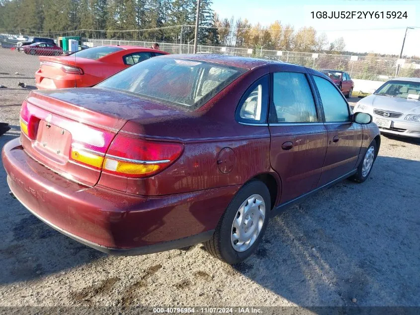 2000 Saturn Ls1 VIN: 1G8JU52F2YY615924 Lot: 40796954